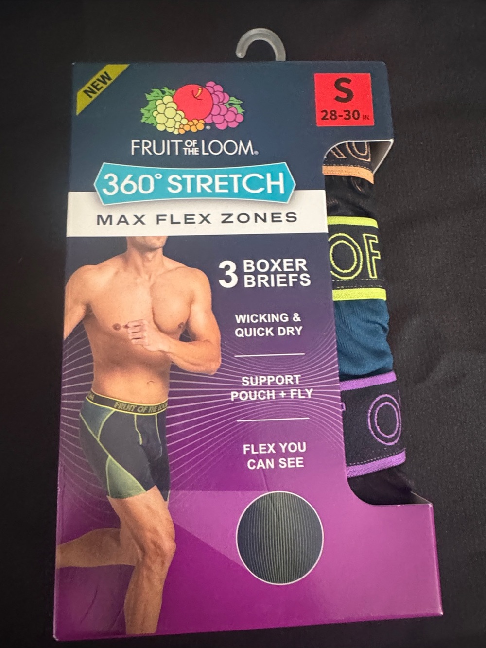Fruit of the Loom Men's Boxer Briefs 3-Pack - Black, Blue, Teal